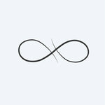 Design del tatuaggio semi-permanente Infinity Loop di INKON – illustrazione di simbolo dell'infinito sottile disegnato a mano, 2 x 2 in (5x5cm), disponibile su inkon.co