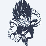 Design del tatuaggio semi-permanente Anime Warrior di INKON – illustrazione dinamico, anime, guerriero, azione, posa, 2 x 2 in (5x5cm), disponibile su inkon.co