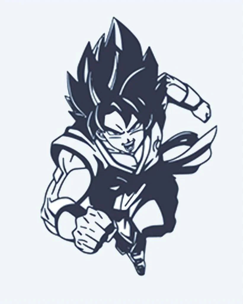 Design del tatuaggio semi-permanente Anime Warrior di INKON – illustrazione dinamico, anime, guerriero, azione, posa, 2 x 2 in (5x5cm), disponibile su inkon.co