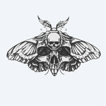 Design del tatuaggio semi-permanente Death's-Head Moth di INKON – illustrazione falena, teschio, motivo, torace, intricato, 3 x 4 in (6x11cm), disponibile su inkon.co