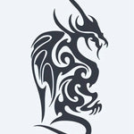 Design del tatuaggio semi-permanente Drago Alato di INKON – illustrazione maestoso, tribale, drago, ornato, ali, 4 x 7 in (10x17cm), disponibile su inkon.co