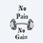 Design del tatuaggio semi-permanente No Pain No Gain di INKON – illustrazione motivazionale, frase, pain, gain, gotico, 3 x 4 in (6x11cm), disponibile su inkon.co