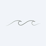 Design del tatuaggio semi-permanente Gentle Waves di INKON – illustrazione di delicata linea d'onda continua, 2 x 2 in (5x5cm), disponibile su inkon.co