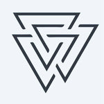 Design del tatuaggio semi-permanente Valknut Triangles di INKON – illustrazione incastrati, triangoli, norrena, mitologia, vichingo, 2 x 2 in (5x5cm), disponibile su inkon.co
