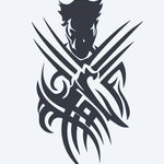 Design del tatuaggio semi-permanente Artigli del Guerriero Tribale di INKON – illustrazione silhouette, guerriero, protesi, artigli, tribale, 4 x 7 in (10x17cm), disponibile su inkon.co