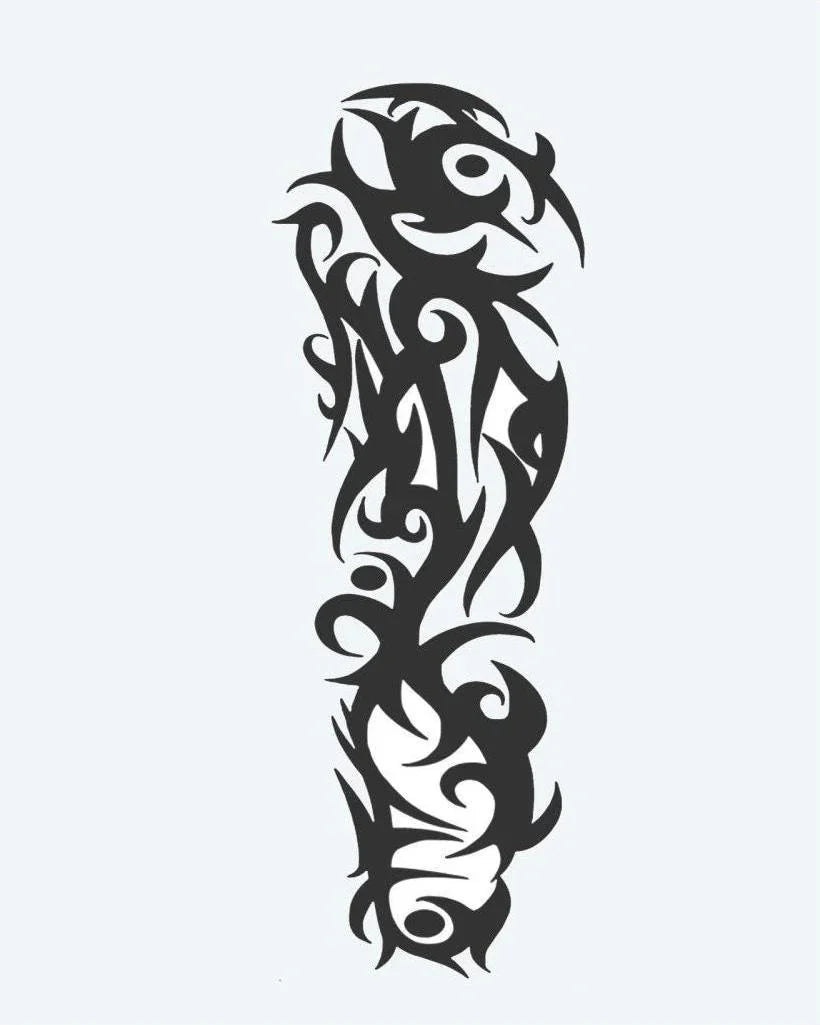 Design del tatuaggio semi-permanente Abstract Tribal Vine di INKON – illustrazione fluido, manica, intera, organiche, tribale, 8 x 20 in (20x50cm), disponibile su inkon.co