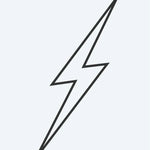 Design del tatuaggio semi-permanente Thin Lightning Bolt di INKON – illustrazione di fulmine allungato minimale a linee fini, 2 x 2 in (5x5cm), disponibile su inkon.co