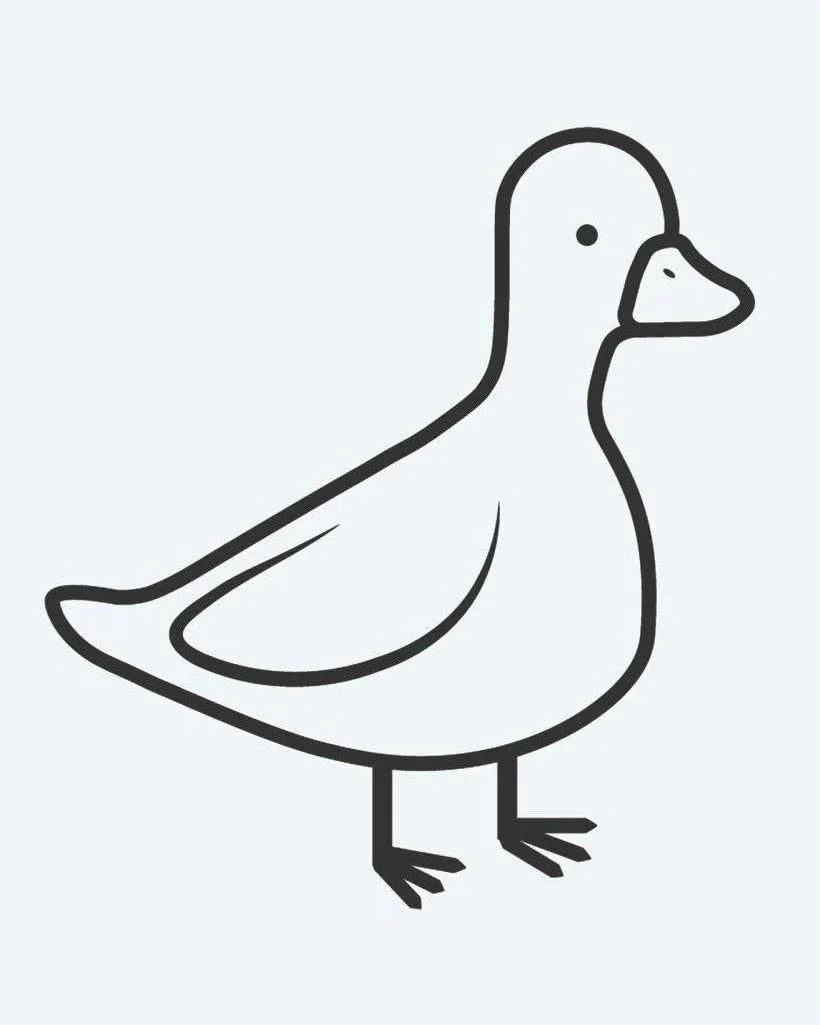 Design del tatuaggio semi-permanente Little Duck di INKON – illustrazione di adorabile anatra in stile cartone animato, 2 x 2 in (5x5cm), disponibile su inkon.co