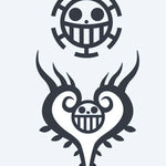 Design del tatuaggio semi-permanente Emblemi Teschio Pirata di INKON – illustrazione pirata, teschio, jolly, roger, emblemi, 4 x 7 in (10x17cm), disponibile su inkon.co