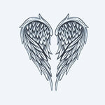 Design del tatuaggio semi-permanente Angel Wings di INKON – illustrazione splendidamente, simmetrico, paio, angelo, ali, 3 x 4 in (7x10cm), disponibile su inkon.co
