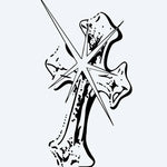 Design del tatuaggio semi-permanente Gothic Cross 2 di INKON – illustrazione gotica, croce, abbozzato, illustrativo, nette, 3 x 4 in (7x10cm), disponibile su inkon.co