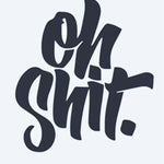 Design del tatuaggio semi-permanente Oh Shit Lettering di INKON – illustrazione espressiva, calligrafia, sfacciato, atteggiamento, spesso, 2 x 2 in (5x5cm), disponibile su inkon.co