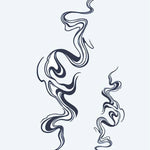 Design del tatuaggio semi-permanente Volute di Fumo Astratte di INKON – illustrazione fluide, astratte, fumo, volute, fluido, 4 x 7 in (10x17cm), disponibile su inkon.co