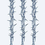 Design del tatuaggio semi-permanente Bracciali di Rovi di INKON – illustrazione tre, verticali, rovi, vite, filamenti, 4 x 7 in (10x17cm), disponibile su inkon.co