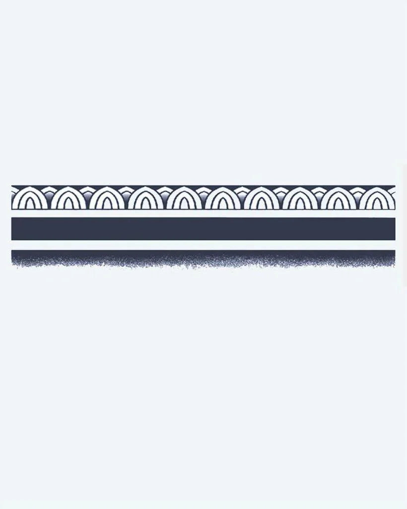 Design del tatuaggio semi-permanente Bracciale Motivo a Conchiglia di INKON – illustrazione minimalista, geometrico, bracciale, ripetuti, conchiglia, 2 x 9 in (5x23cm), disponibile su inkon.co