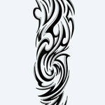 Design del tatuaggio semi-permanente Tribal Wave Sleeve di INKON – illustrazione tribale fluida con onde vorticose, 8 x 20 in (20x50cm), disponibile su inkon.co