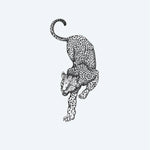 Design del tatuaggio semi-permanente Leopardo in Agguato di INKON – illustrazione leopardo, agguato, maculato, reso, fine, 4 x 4 in (9x9cm), disponibile su inkon.co
