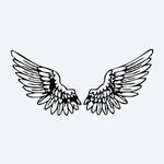 Design del tatuaggio semi-permanente Angel Wings Pair di INKON – illustrazione aperte, angelo, ali, illustrativo, piume, 4 x 8 in (11x21cm), disponibile su inkon.co