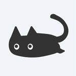 Design del tatuaggio semi-permanente Sneaky Cat di INKON – illustrazione di carina silhouette di gatto accovacciato con grandi occhi rotondi, 2 x 2 in (5x5cm), disponibile su inkon.co