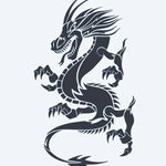 Design del tatuaggio semi-permanente Drago Cinese di INKON – illustrazione cinese, drago, dinamico, arrampicata, posa, 4 x 7 in (10x17cm), disponibile su inkon.co