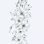 Design del tatuaggio semi-permanente Cascata di Fiori di Ciliegio di INKON – illustrazione delicata, verticale, cascata, ciliegio, fiore, 4 x 7 in (10x17cm), disponibile su inkon.co