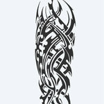 Design del tatuaggio semi-permanente Cyber Tribal di INKON – illustrazione dinamico, manica, intera, avvolgenti, tribale, 8 x 20 in (20x50cm), disponibile su inkon.co