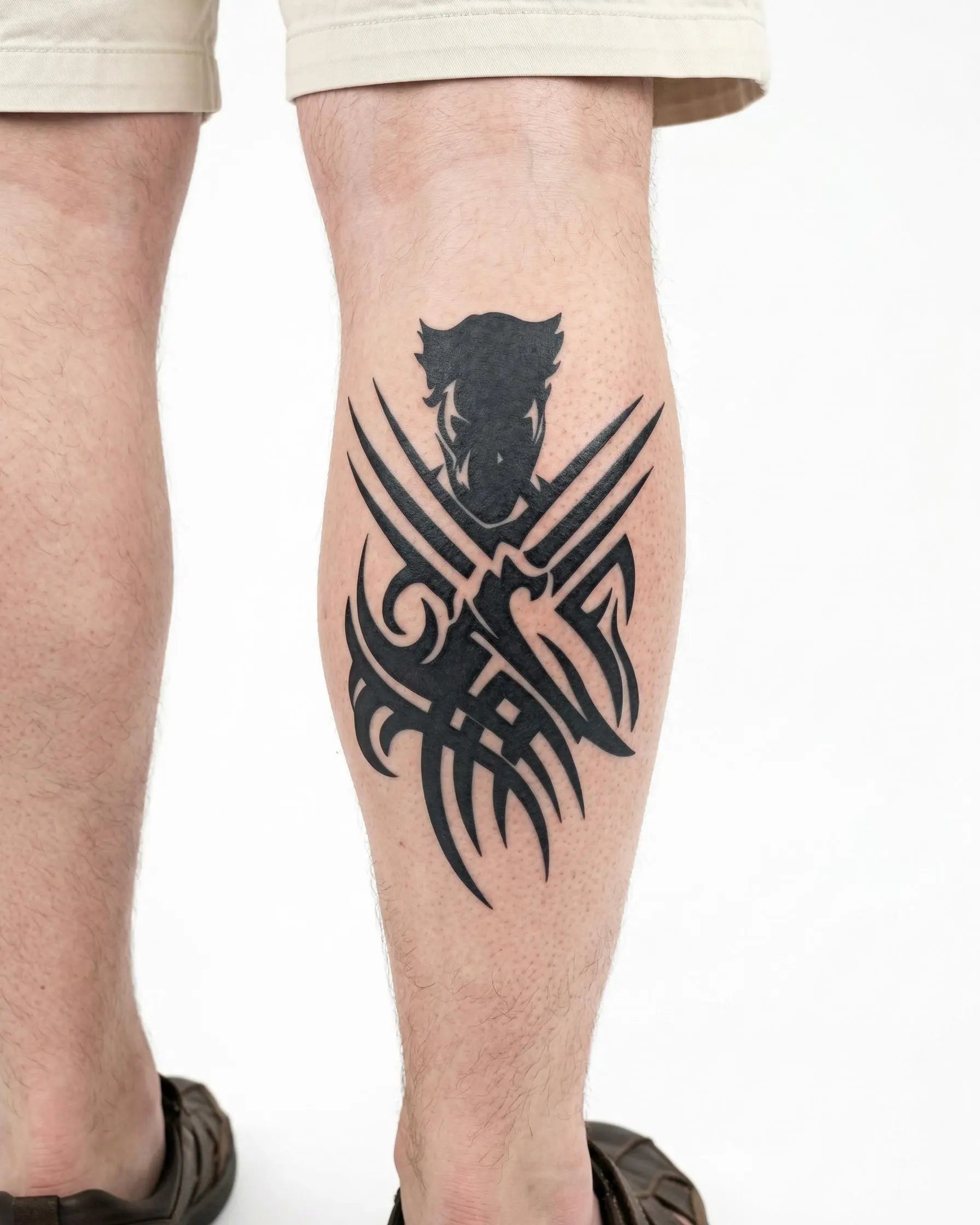 Tatuaggio semi-permanente INKON Artigli del Guerriero Tribale applicato su un uomo – design 4 x 7 in (10x17cm), aspetto realistico dell'inchiostro, dura 10 giorni