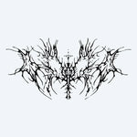 Design del tatuaggio semi-permanente Dark Thorns Spread di INKON – illustrazione simmetrico, astratto, spinoso, nette, organiche, 4 x 8 in (11x21cm), disponibile su inkon.co