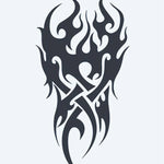 Design del tatuaggio semi-permanente Fiamme Tribali di INKON – illustrazione tribale, fiamma, intrecciato, celtico, nodo, 4 x 7 in (10x17cm), disponibile su inkon.co