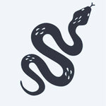 Design del tatuaggio semi-permanente Serpent Silhouette di INKON – illustrazione avvolge, serpente, minimalista, silhouette, sottili, 2 x 2 in (5x5cm), disponibile su inkon.co