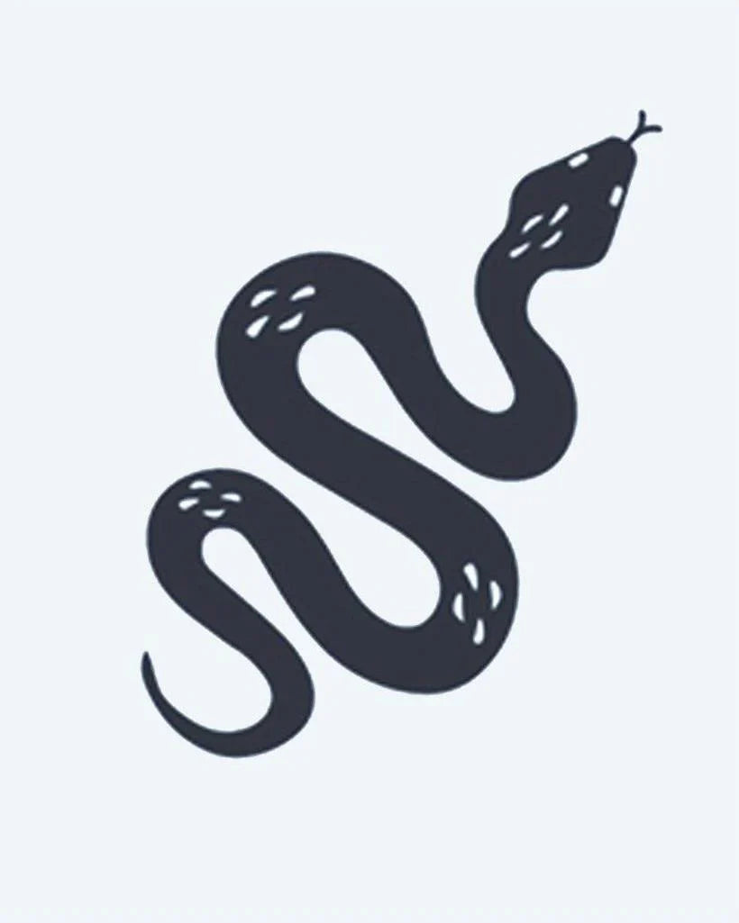 Design del tatuaggio semi-permanente Serpent Silhouette di INKON – illustrazione avvolge, serpente, minimalista, silhouette, sottili, 2 x 2 in (5x5cm), disponibile su inkon.co