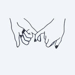 Design del tatuaggio semi-permanente Pinky Promise di INKON – illustrazione dolce, mignolo, promessa, mostra, mani, 2 x 2 in (5x5cm), disponibile su inkon.co
