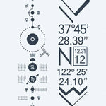 Design del tatuaggio semi-permanente Sistema Solare e Coordinate di INKON – illustrazione futuristico, solare, sistema, diagramma, planetari, 4 x 7 in (10x17cm), disponibile su inkon.co